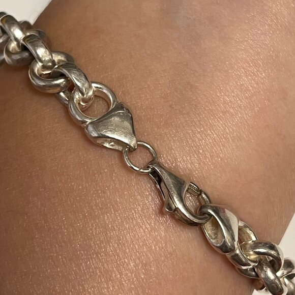 Silver rolo Bracelet  - 7.75" long, 6.75"" fit  - Sterling silver 925 - Picture 4 of 5
